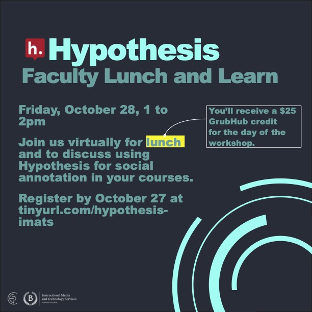 Flyer for Hypothesis Faculty Lunch and Learn, showing an example of annotated text.