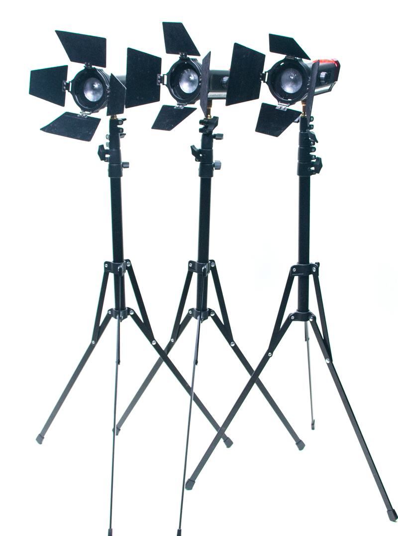 Three Aputure standing lights