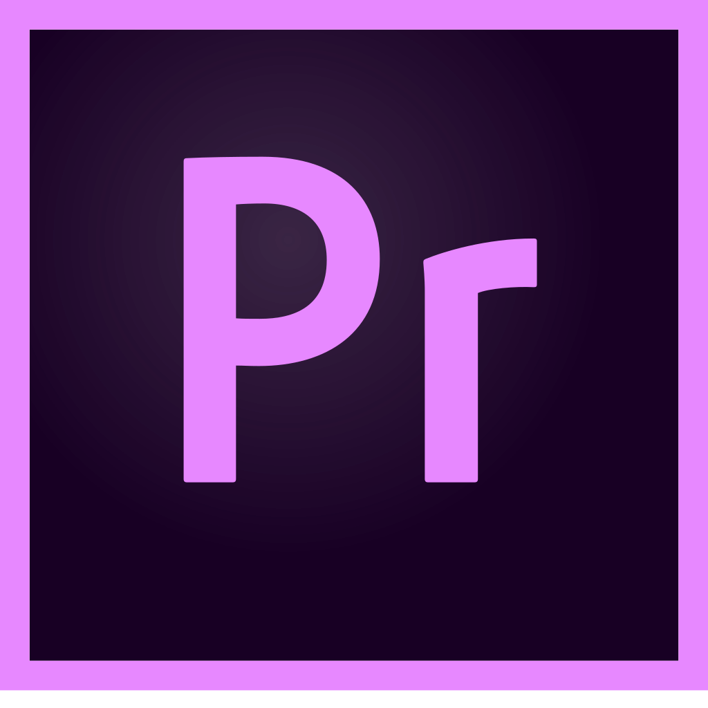 Adobe Premiere logo, a purple PR