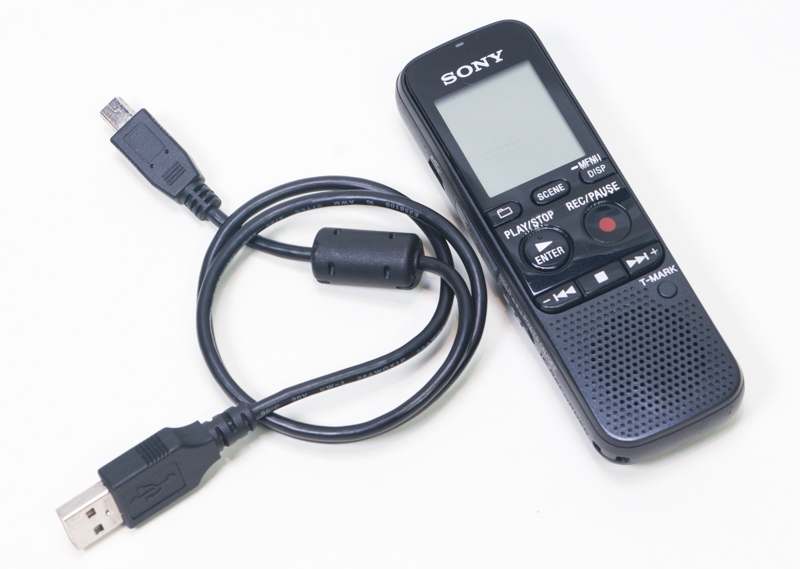 A black Sony recorder