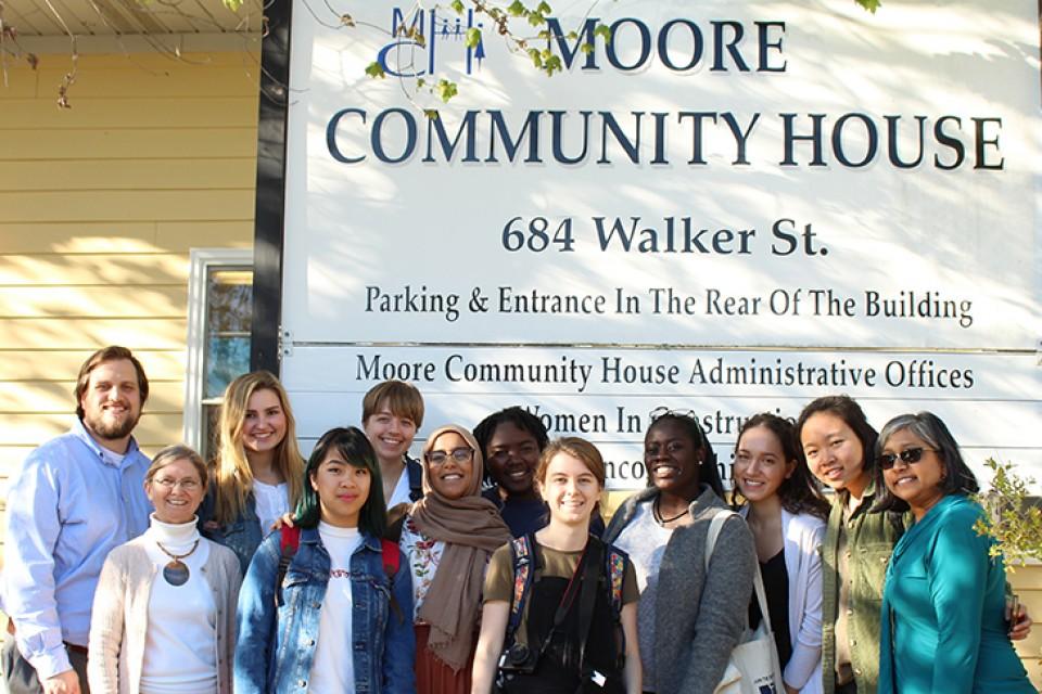 photo of class in front of Moore Community House
