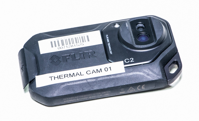 A black Flir thermal camera